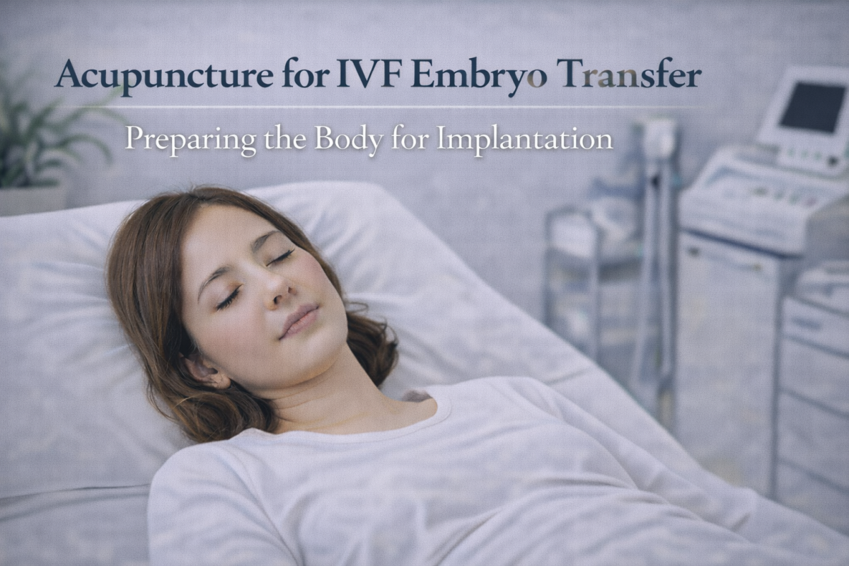 IVF acupuncture treatment during embryo transfer in fertility clinic supporting endometrial receptivity and pregnancy outcomes