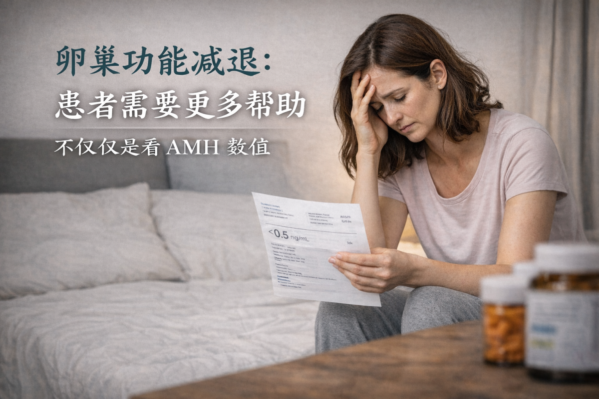 女性在医院查看AMH偏低报告关注卵巢储备功能下降与生育力变化